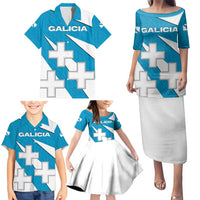 Galicia Flag Family Matching Puletasi and Hawaiian Shirt Autonomous Community of Spain - Wonder Print Shop