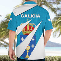 Galicia Flag Hawaiian Shirt Autonomous Community of Spain - Wonder Print Shop