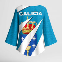 Galicia Flag Kimono Sleeve Blouse Autonomous Community of Spain - Wonder Print Shop