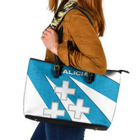Galicia Flag Leather Tote Bag Autonomous Community of Spain - Wonder Print Shop