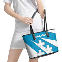 Galicia Flag Leather Tote Bag Autonomous Community of Spain - Wonder Print Shop