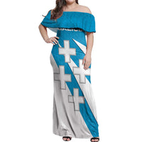 Galicia Flag Off Shoulder Maxi Dress Autonomous Community of Spain - Wonder Print Shop
