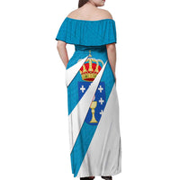 Galicia Flag Off Shoulder Maxi Dress Autonomous Community of Spain - Wonder Print Shop