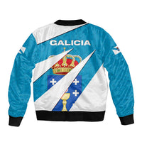 Galicia Flag Sleeve Zip Bomber Jacket Autonomous Community of Spain - Wonder Print Shop
