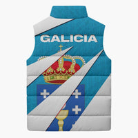 Galicia Flag Sleeveless Puffer Jacket Autonomous Community of Spain - Wonder Print Shop