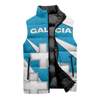 Galicia Flag Sleeveless Puffer Jacket Autonomous Community of Spain - Wonder Print Shop