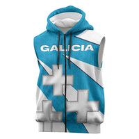 Galicia Flag Sleeveless Zip Hoodie Autonomous Community of Spain - Wonder Print Shop