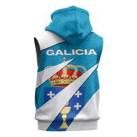 Galicia Flag Sleeveless Zip Hoodie Autonomous Community of Spain - Wonder Print Shop