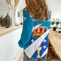Galicia Flag Women Casual Shirt Autonomous Community of Spain - Wonder Print Shop