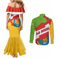 La Rioja Flag Couples Matching Mermaid Dress and Long Sleeve Button Shirt Autonomous Community of Spain - Wonder Print Shop