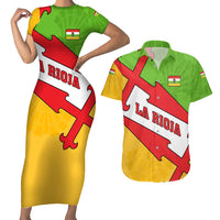 La Rioja Flag Couples Matching Short Sleeve Bodycon Dress and Hawaiian Shirt Autonomous Community of Spain - Wonder Print Shop