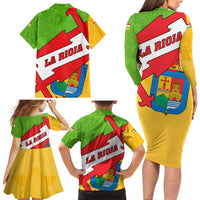 La Rioja Flag Family Matching Long Sleeve Bodycon Dress and Hawaiian Shirt Autonomous Community of Spain - Wonder Print Shop