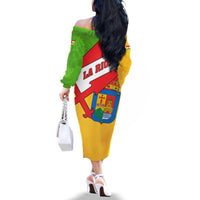 La Rioja Flag Family Matching Off The Shoulder Long Sleeve Dress and Hawaiian Shirt Autonomous Community of Spain - Wonder Print Shop