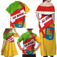 La Rioja Flag Family Matching Off Shoulder Maxi Dress and Hawaiian Shirt Autonomous Community of Spain - Wonder Print Shop