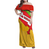 La Rioja Flag Family Matching Off Shoulder Maxi Dress and Hawaiian Shirt Autonomous Community of Spain - Wonder Print Shop