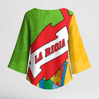 La Rioja Flag Kimono Sleeve Blouse Autonomous Community of Spain - Wonder Print Shop