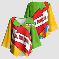 La Rioja Flag Kimono Sleeve Blouse Autonomous Community of Spain - Wonder Print Shop