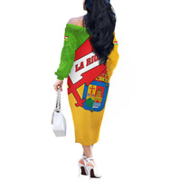 La Rioja Flag Off The Shoulder Long Sleeve Dress Autonomous Community of Spain - Wonder Print Shop