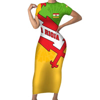 La Rioja Flag Short Sleeve Bodycon Dress Autonomous Community of Spain - Wonder Print Shop