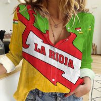 La Rioja Flag Women Casual Shirt Autonomous Community of Spain - Wonder Print Shop