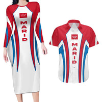Madrid Flag Couples Matching Long Sleeve Bodycon Dress and Hawaiian Shirt Autonomous Community of Spain - Wonder Print Shop