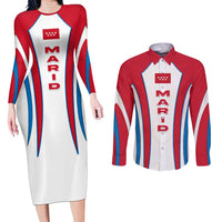 Madrid Flag Couples Matching Long Sleeve Bodycon Dress and Long Sleeve Button Shirt Autonomous Community of Spain - Wonder Print Shop