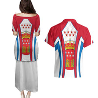Madrid Flag Couples Matching Puletasi and Hawaiian Shirt Autonomous Community of Spain - Wonder Print Shop