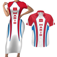 Madrid Flag Couples Matching Short Sleeve Bodycon Dress and Hawaiian Shirt Autonomous Community of Spain - Wonder Print Shop