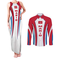 Madrid Flag Couples Matching Tank Maxi Dress and Long Sleeve Button Shirt Autonomous Community of Spain - Wonder Print Shop