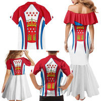 Madrid Flag Family Matching Mermaid Dress and Hawaiian Shirt Autonomous Community of Spain - Wonder Print Shop