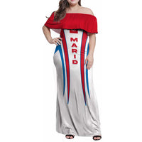 Madrid Flag Family Matching Off Shoulder Maxi Dress and Hawaiian Shirt Autonomous Community of Spain - Wonder Print Shop