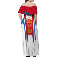 Madrid Flag Family Matching Off Shoulder Maxi Dress and Hawaiian Shirt Autonomous Community of Spain - Wonder Print Shop