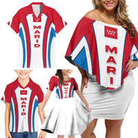 Madrid Flag Family Matching Off Shoulder Short Dress and Hawaiian Shirt Autonomous Community of Spain - Wonder Print Shop