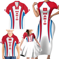 Madrid Flag Family Matching Short Sleeve Bodycon Dress and Hawaiian Shirt Autonomous Community of Spain - Wonder Print Shop