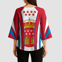 Madrid Flag Kimono Sleeve Blouse Autonomous Community of Spain - Wonder Print Shop
