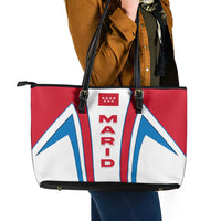 Madrid Flag Leather Tote Bag Autonomous Community of Spain - Wonder Print Shop