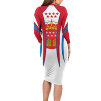 Madrid Flag Long Sleeve Bodycon Dress Autonomous Community of Spain - Wonder Print Shop