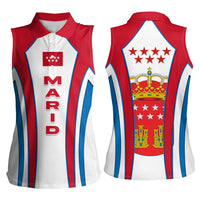 Madrid Flag Women Sleeveless Polo Shirt Autonomous Community of Spain - Wonder Print Shop