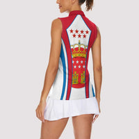Madrid Flag Women Sleeveless Polo Shirt Autonomous Community of Spain - Wonder Print Shop