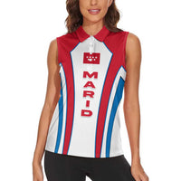 Madrid Flag Women Sleeveless Polo Shirt Autonomous Community of Spain - Wonder Print Shop