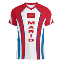 Madrid Flag Women V-Neck T-Shirt Autonomous Community of Spain - Wonder Print Shop