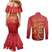 Region of Murcia Flag Couples Matching Mermaid Dress and Long Sleeve Button Shirt Autonomous Community of Spain - Wonder Print Shop