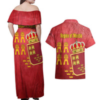 Region of Murcia Flag Couples Matching Off Shoulder Maxi Dress and Hawaiian Shirt Autonomous Community of Spain - Wonder Print Shop