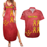 Region of Murcia Flag Couples Matching Summer Maxi Dress and Hawaiian Shirt Autonomous Community of Spain - Wonder Print Shop