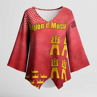 Region of Murcia Flag Kimono Sleeve Blouse Autonomous Community of Spain - Wonder Print Shop