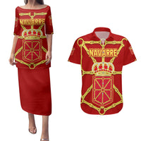 Navarre Flag Couples Matching Puletasi and Hawaiian Shirt Autonomous Community of Spain - Wonder Print Shop