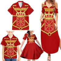 Navarre Flag Family Matching Summer Maxi Dress and Hawaiian Shirt Autonomous Community of Spain - Wonder Print Shop
