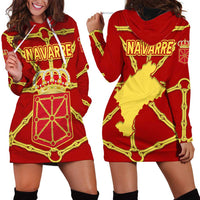 Navarre Flag Hoodie Dress Autonomous Community of Spain - Wonder Print Shop