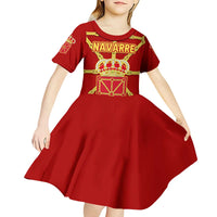 Navarre Flag Kid Short Sleeve Dress Autonomous Community of Spain - Wonder Print Shop