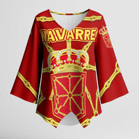 Navarre Flag Kimono Sleeve Blouse Autonomous Community of Spain - Wonder Print Shop